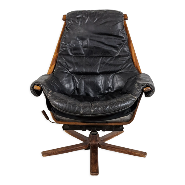 Fauteuil lounge vintage Gote Mobler 1960 pivotant et inclinable