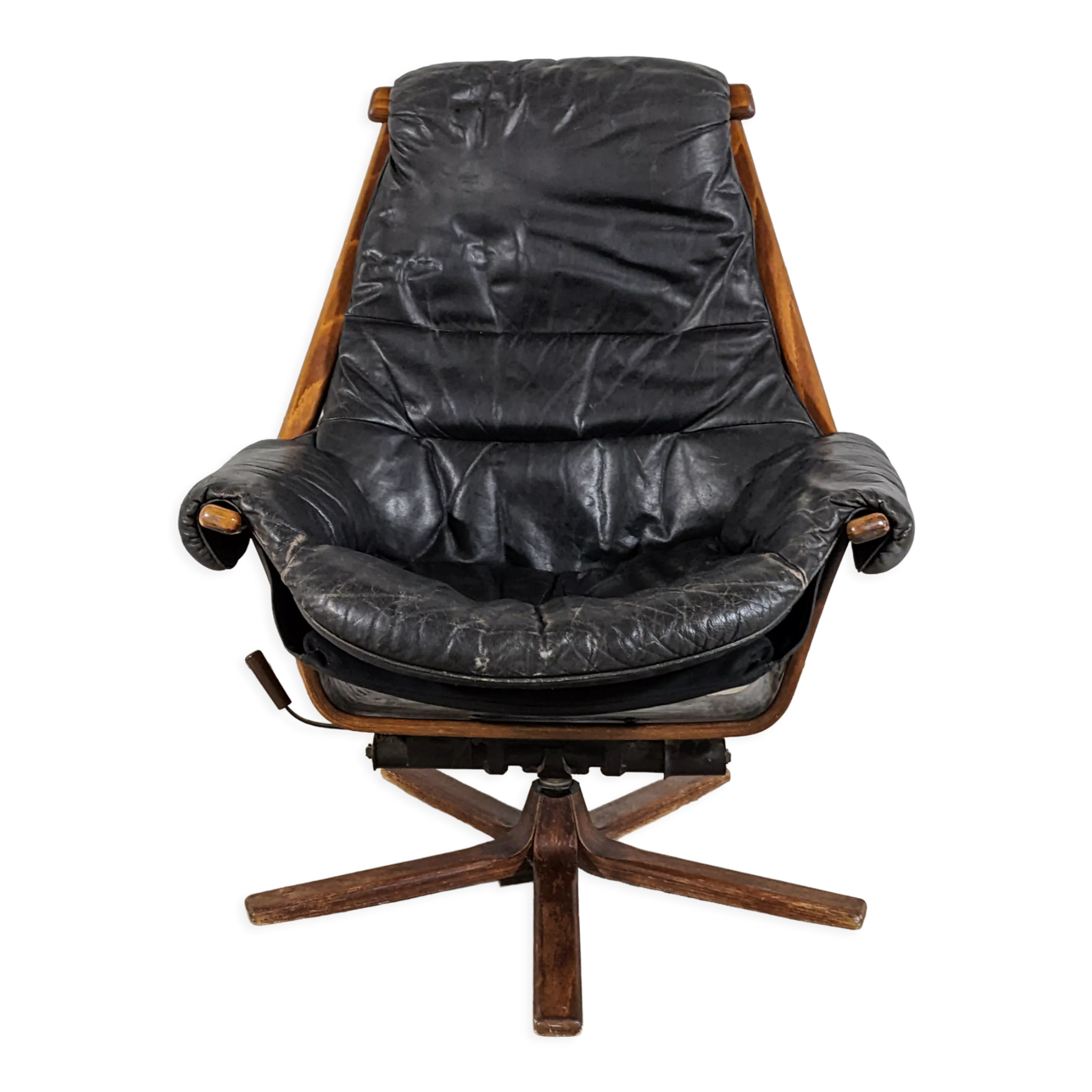 Vintage lounge armchair Gote Mobler 1960 swivel and reclining