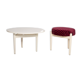 Tabouret et table vintage blanche, Danemark, 1960