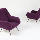 Pair armchairs with purple padding