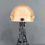 Important Art Deco Wrought Iron Lamp, by Bartelemie, France, Circa 1925