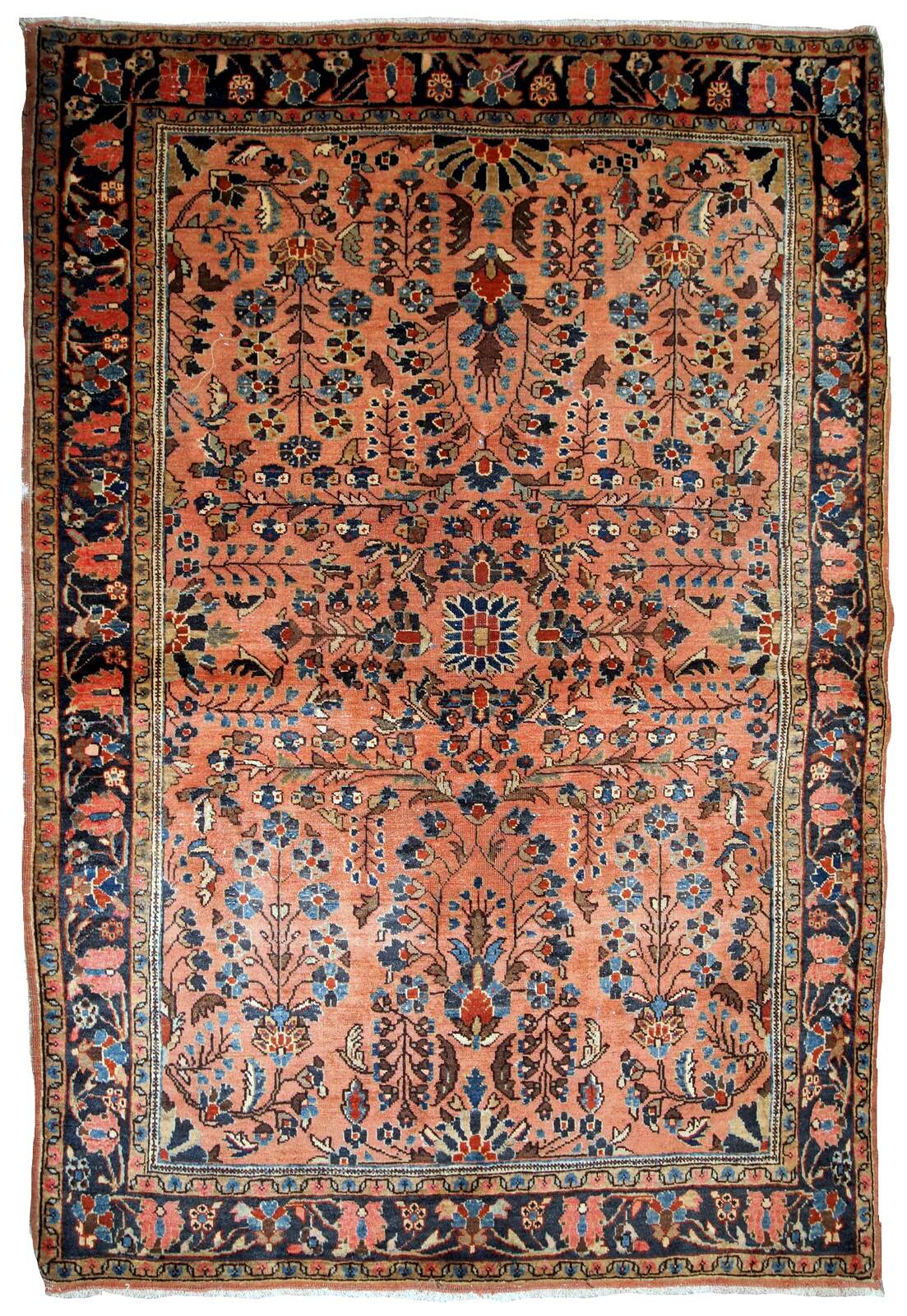 Handmade antique Persian Sarouk rug 3.1' x 5.2' (94cm x 158cm) 1920s
