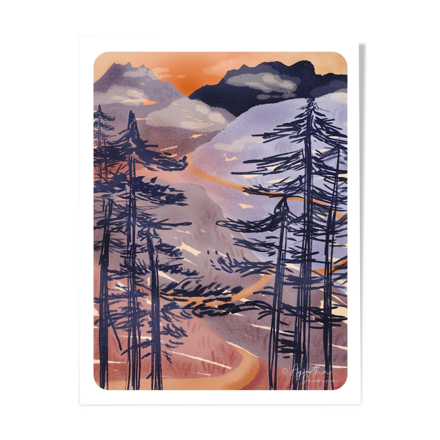 Illustration "Corsican Mountains" A4