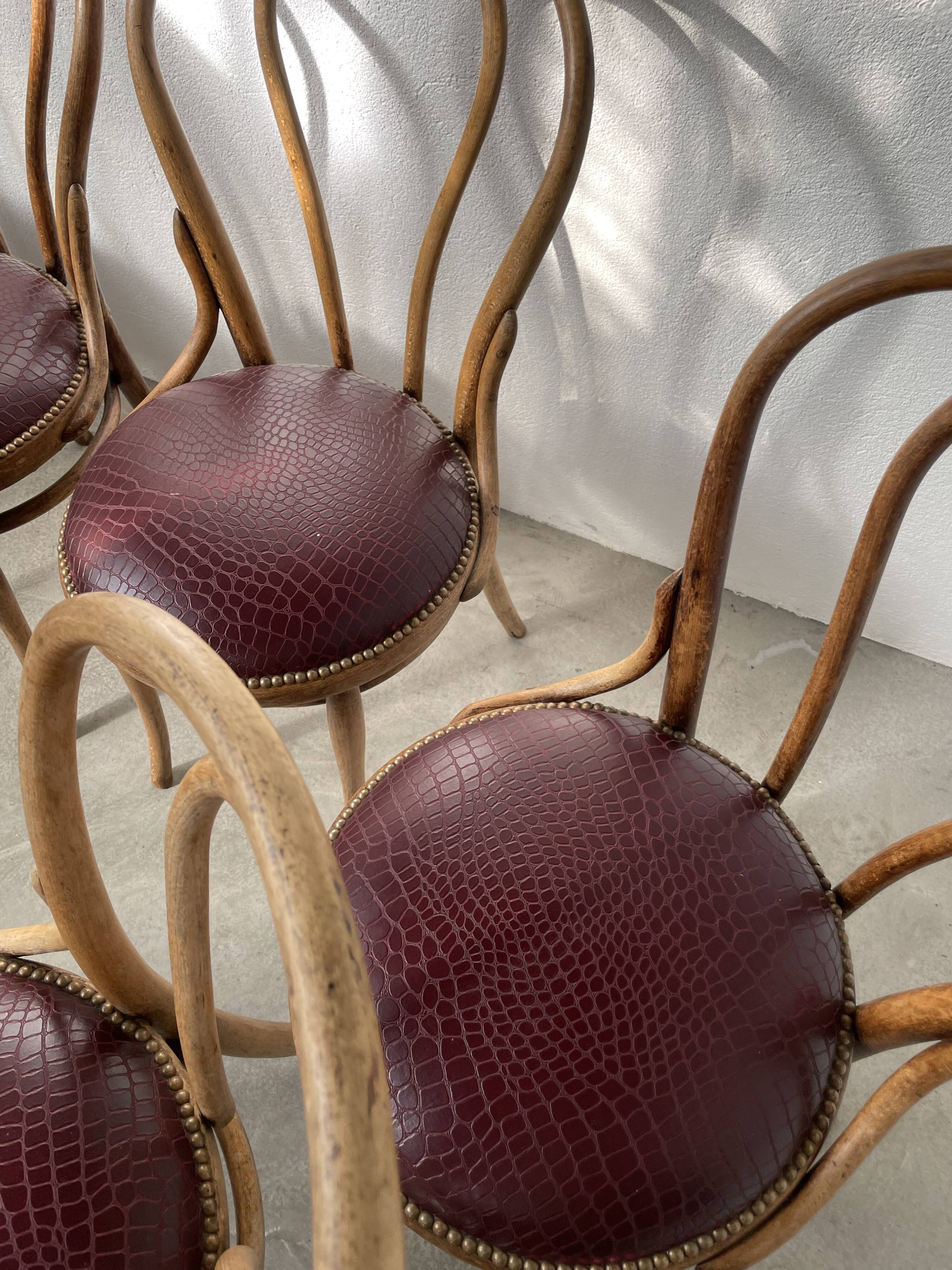 Lot of 6 Josef Kohn curved wood bistro chairs