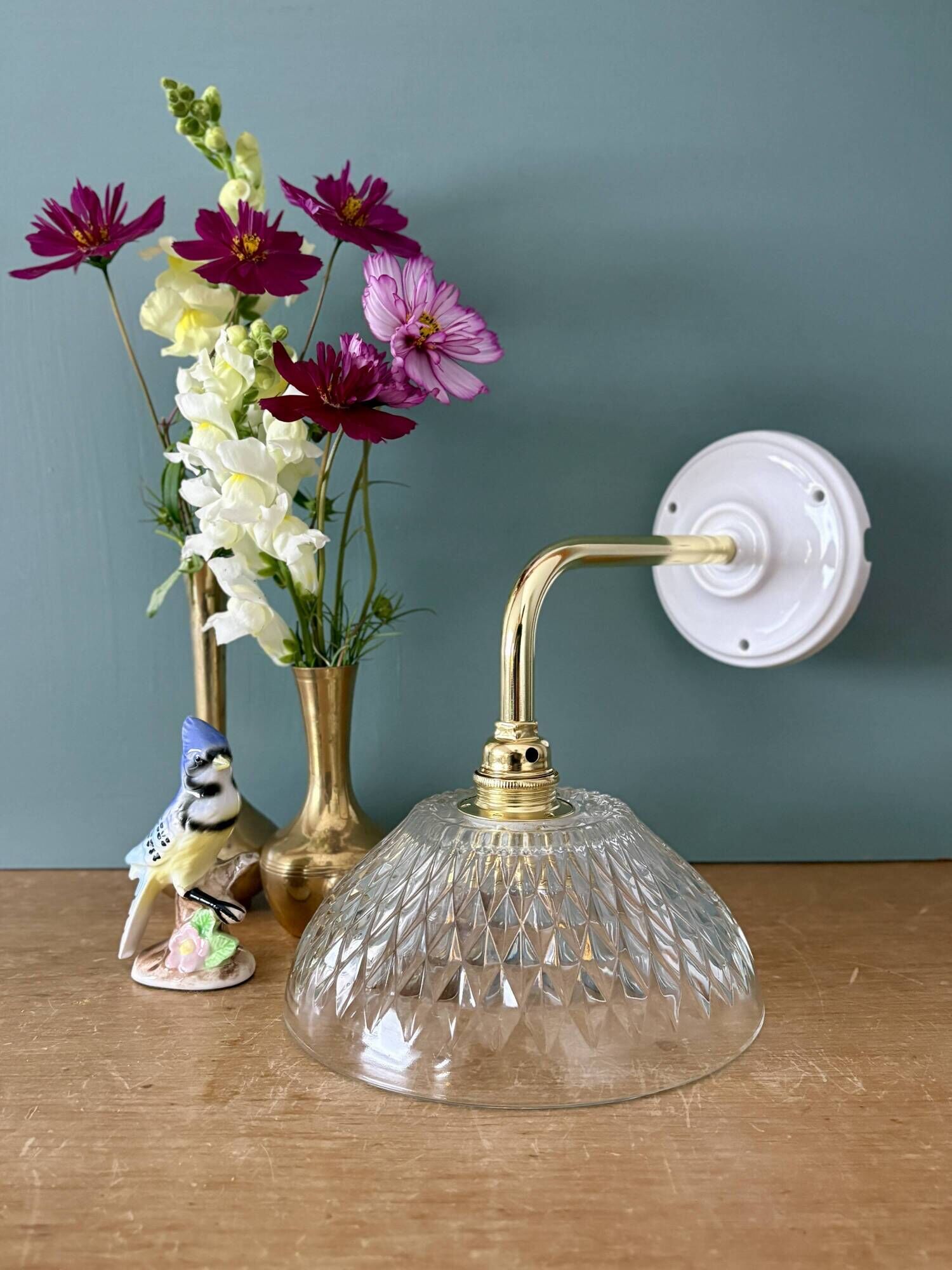 Vintage glass elbow wall light - tableware collection - (ACCV1)