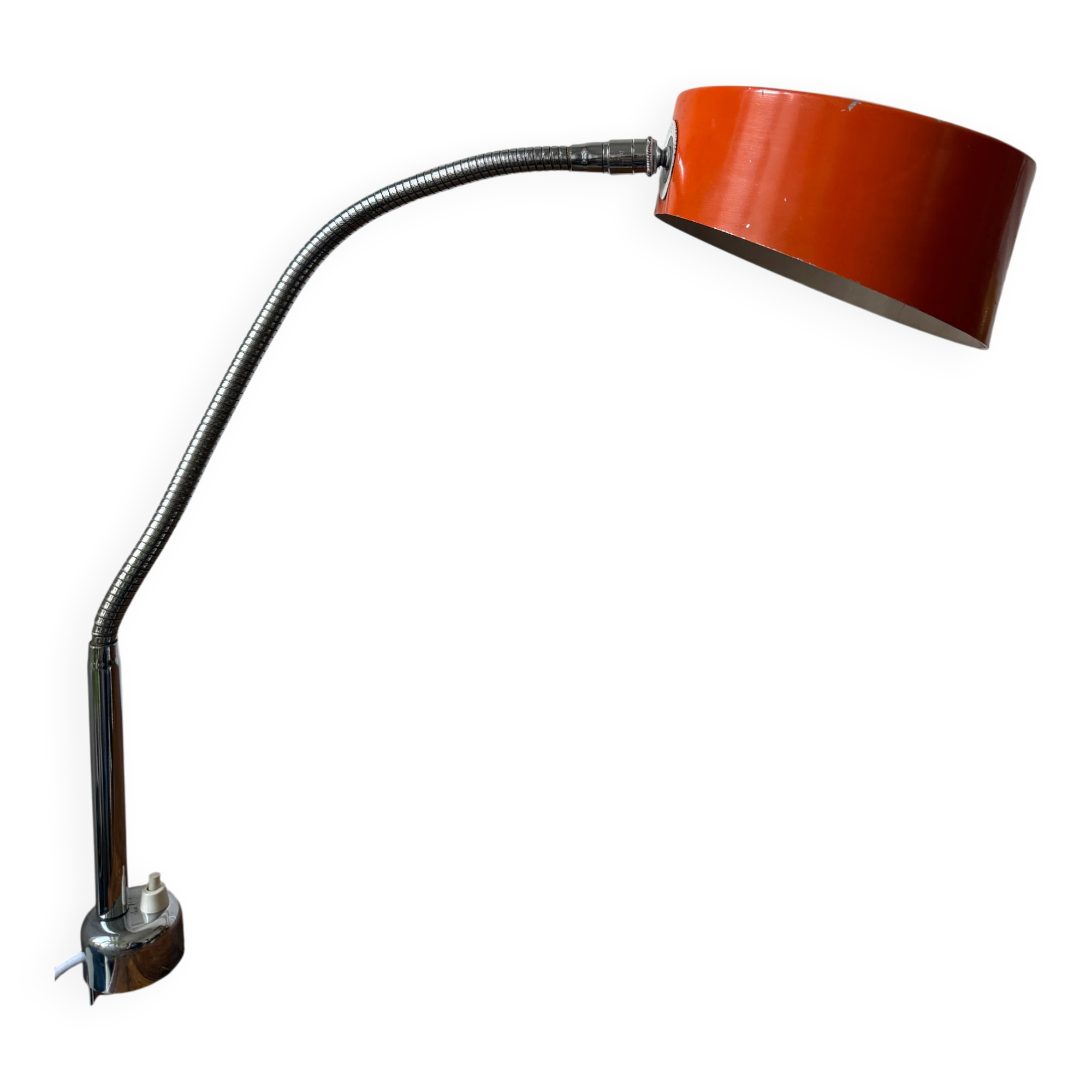 Orange workshop lamp with a clamp – 1970s