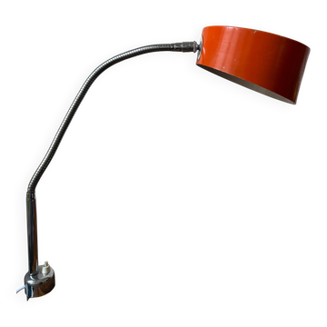 Lampe d’atelier orange à étau – années 70
