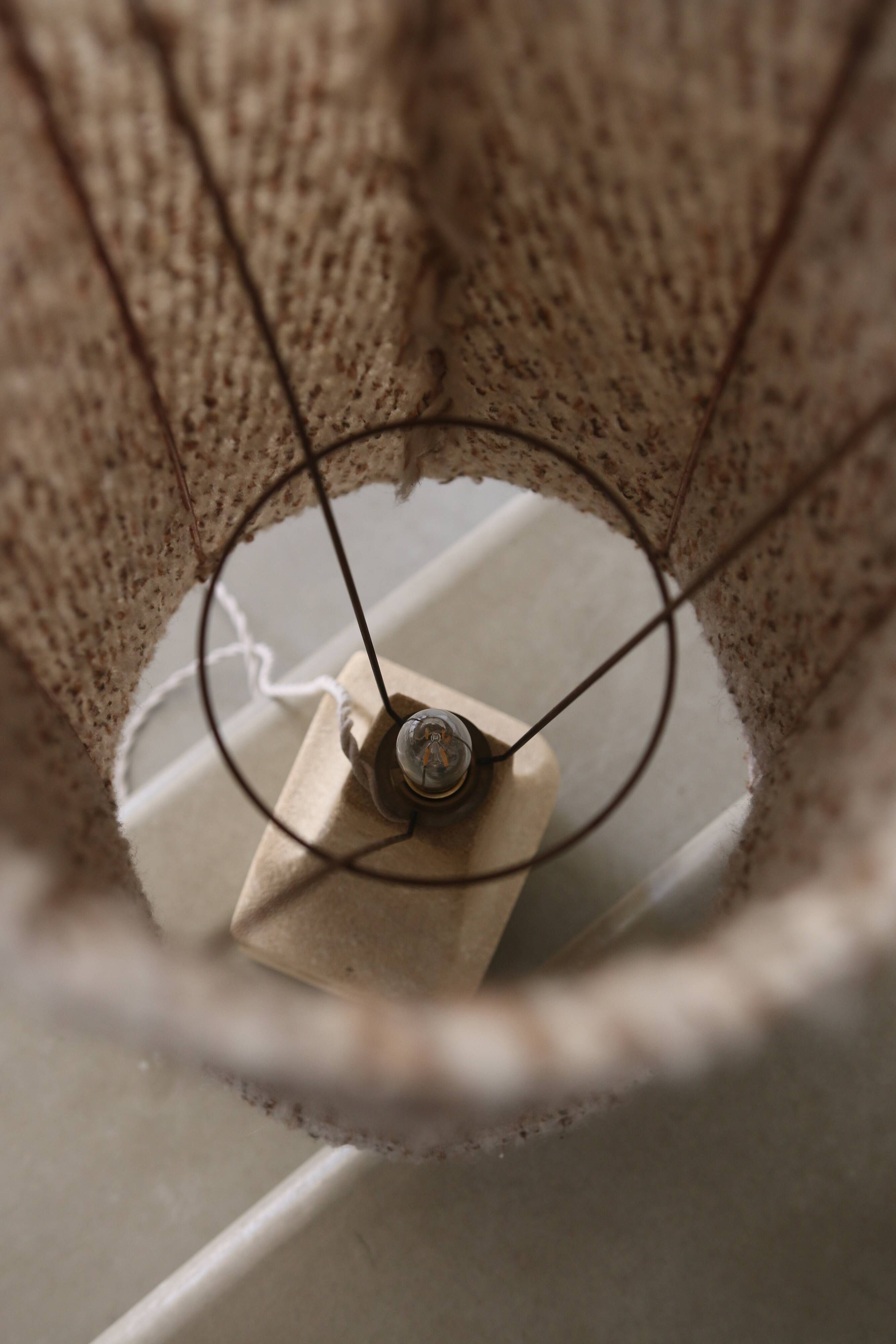 Large sculpted stone lamp, in the style of Albert Tormos, 1970s.