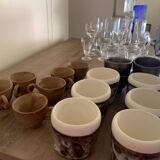 Set of 21 small liqueur glasses and 16 small cups and ramekins.