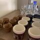 Set of 21 small liqueur glasses and 16 small cups and ramekins.