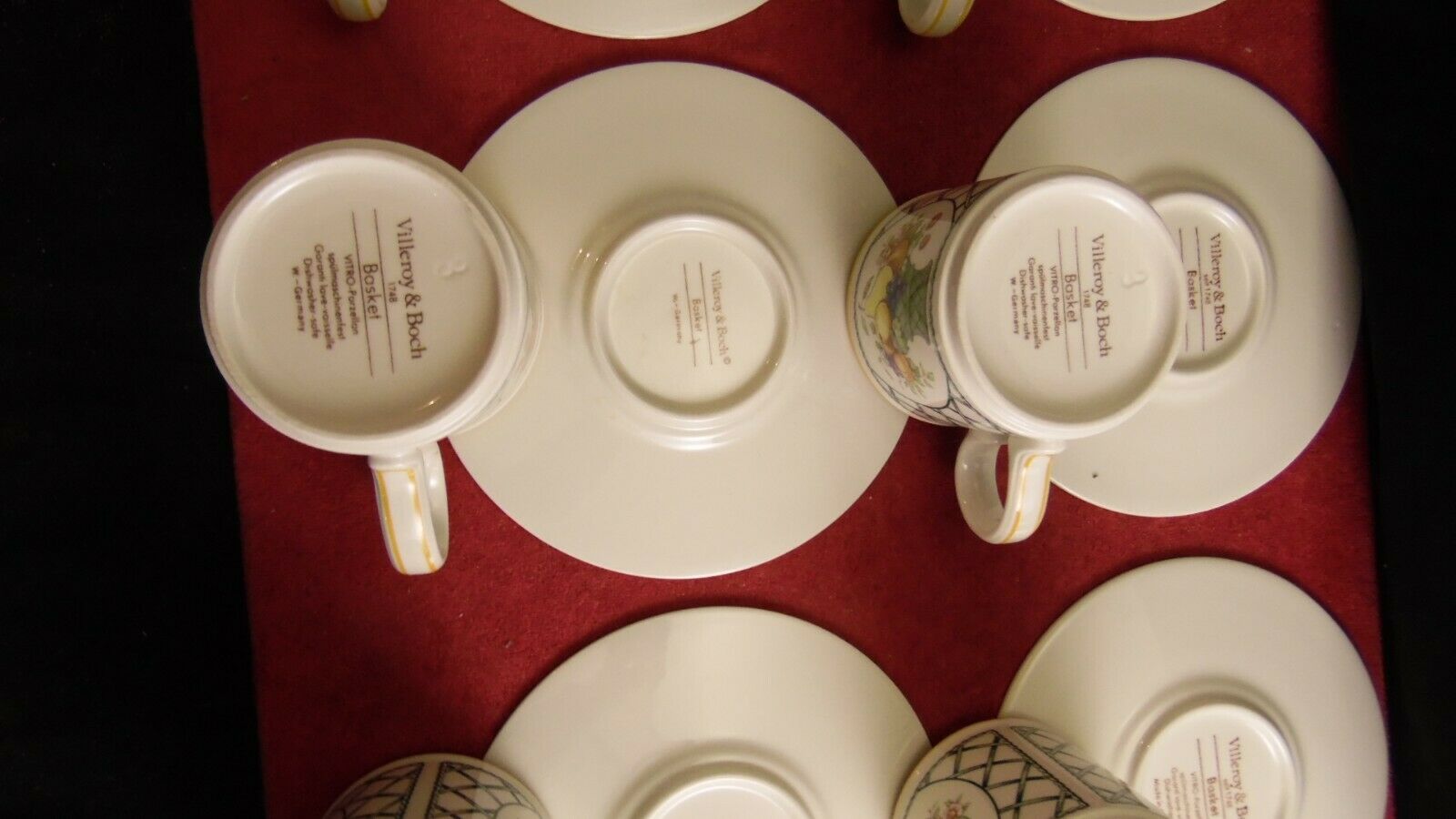 Service de 6 tasses à café en porcelaine Villeroy et Boch modèle Basket lot 1