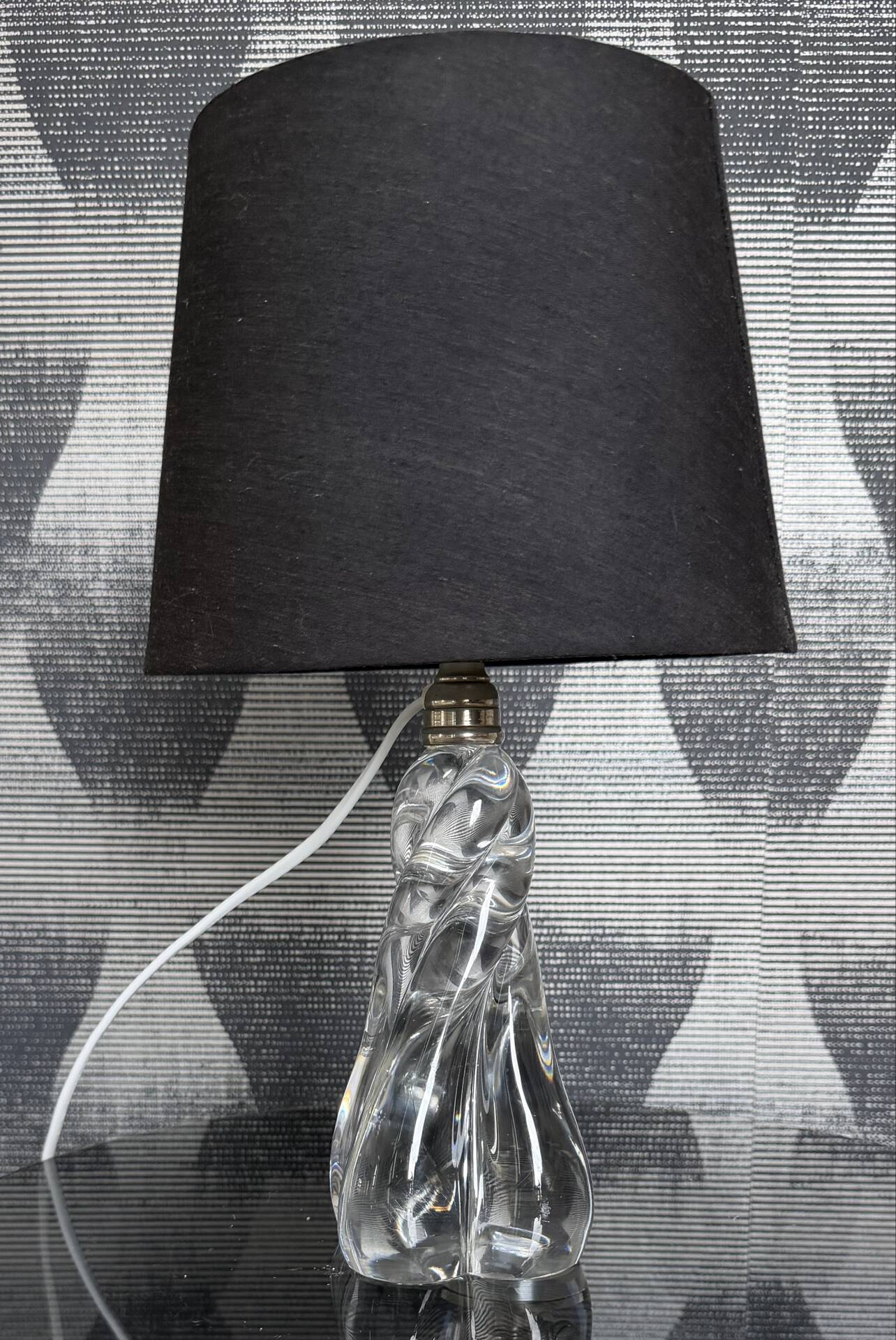 Vintage twisted crystal lamp base signed BACCARAT – 20th century