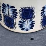 Grey sandstone pot with blue patterns and vintage liege cork 1970