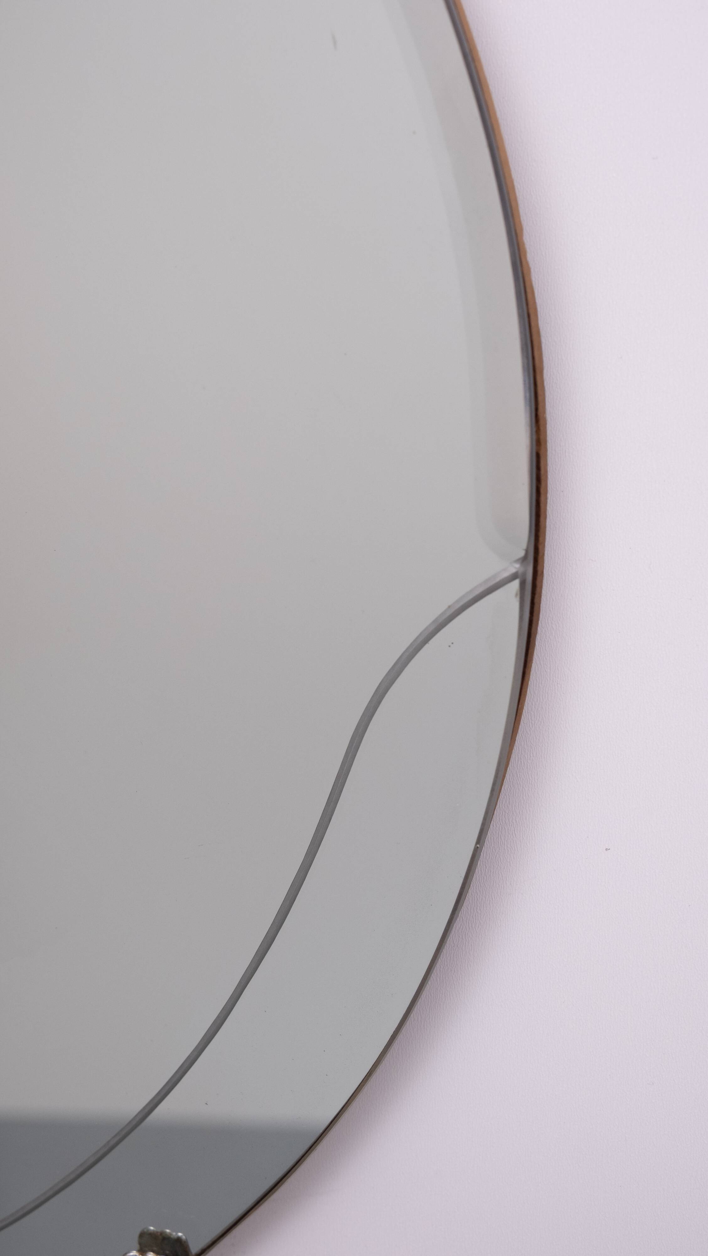 Art Deco Round Wall Mirror on chain 1930s