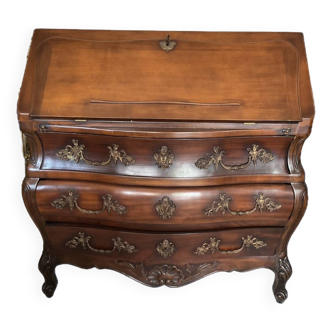 Bordeaux chest of drawers stamped Scriban 3 drawers with solid cherry wood Louis XV style flap