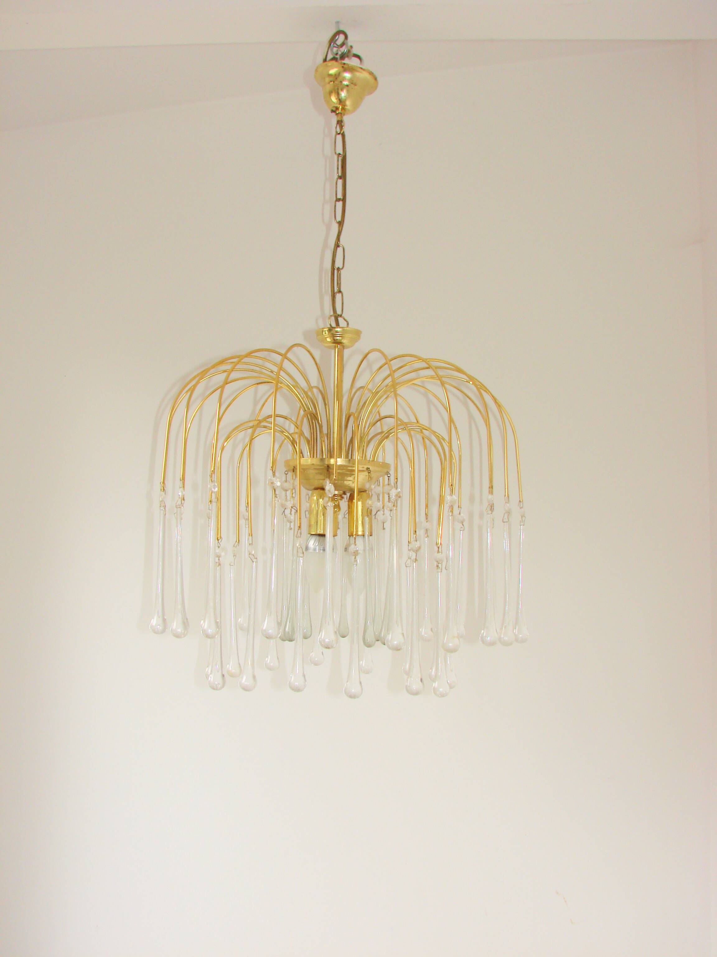 Paolo Venini-style pendant lamp – brass-plated,