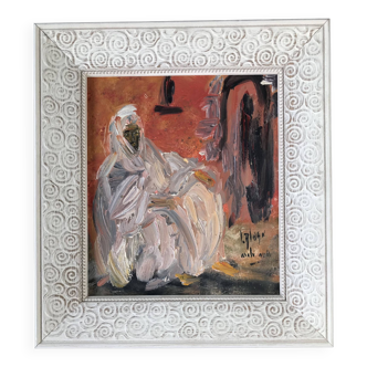 Louis alban "seated arab" oil on panel signed
