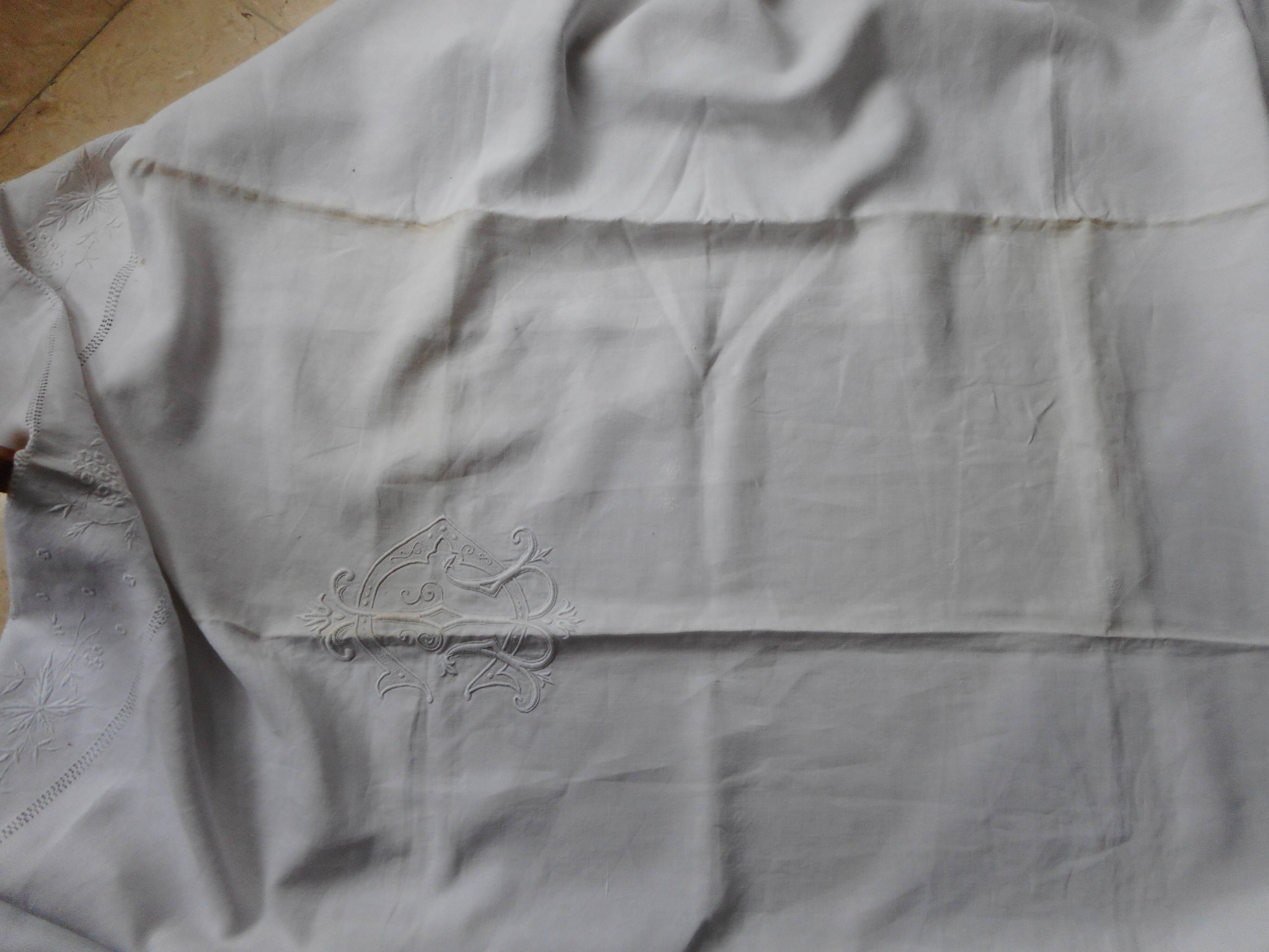 Embroidered linen sheet