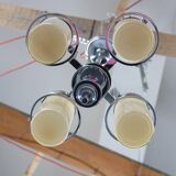 Restored Bauhaus/Art Deco chrome & glass chandelier, Czechoslovakia, 1930s