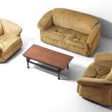 Italian two-seater sofa in beige velvet, 1970s