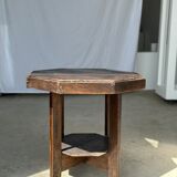 Pedestal table or small octagonal side table quadripod base with modernist spacer
