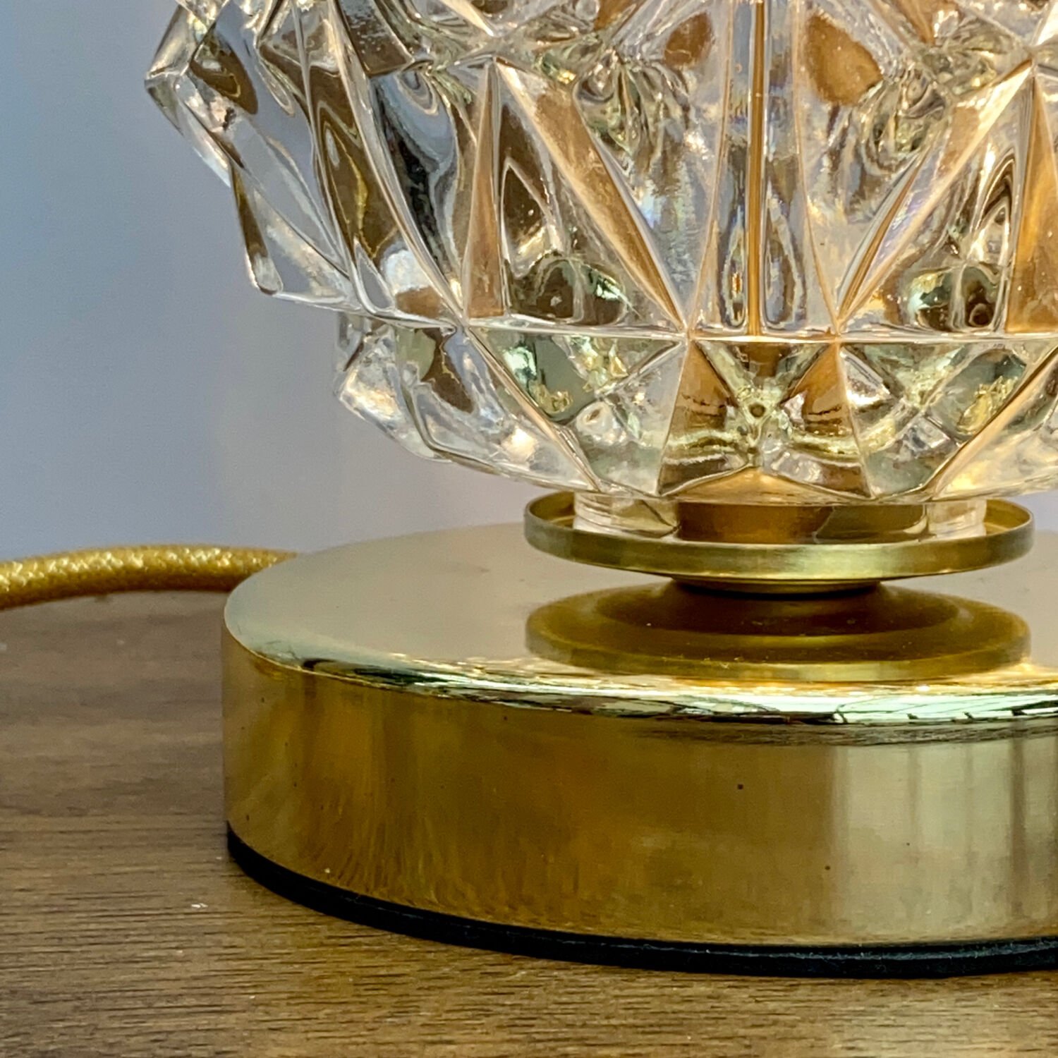 Vintage globe table lamp in molded glass