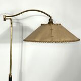 Arredoluce Monza, vintage brass and leather floor lamp. 40s