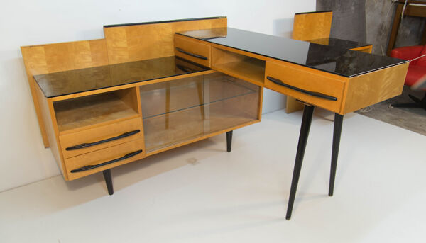 Ensemble Modulaire De table, table De Nuit Et Commode Par M. Pozar, Années 1960