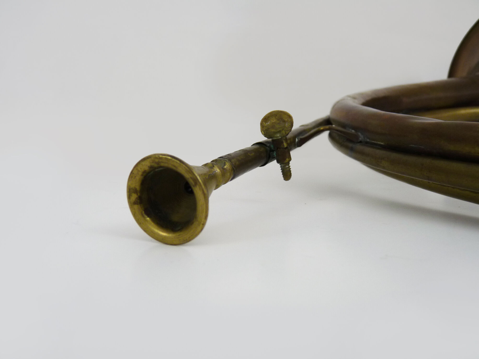 Old brass hunting horn