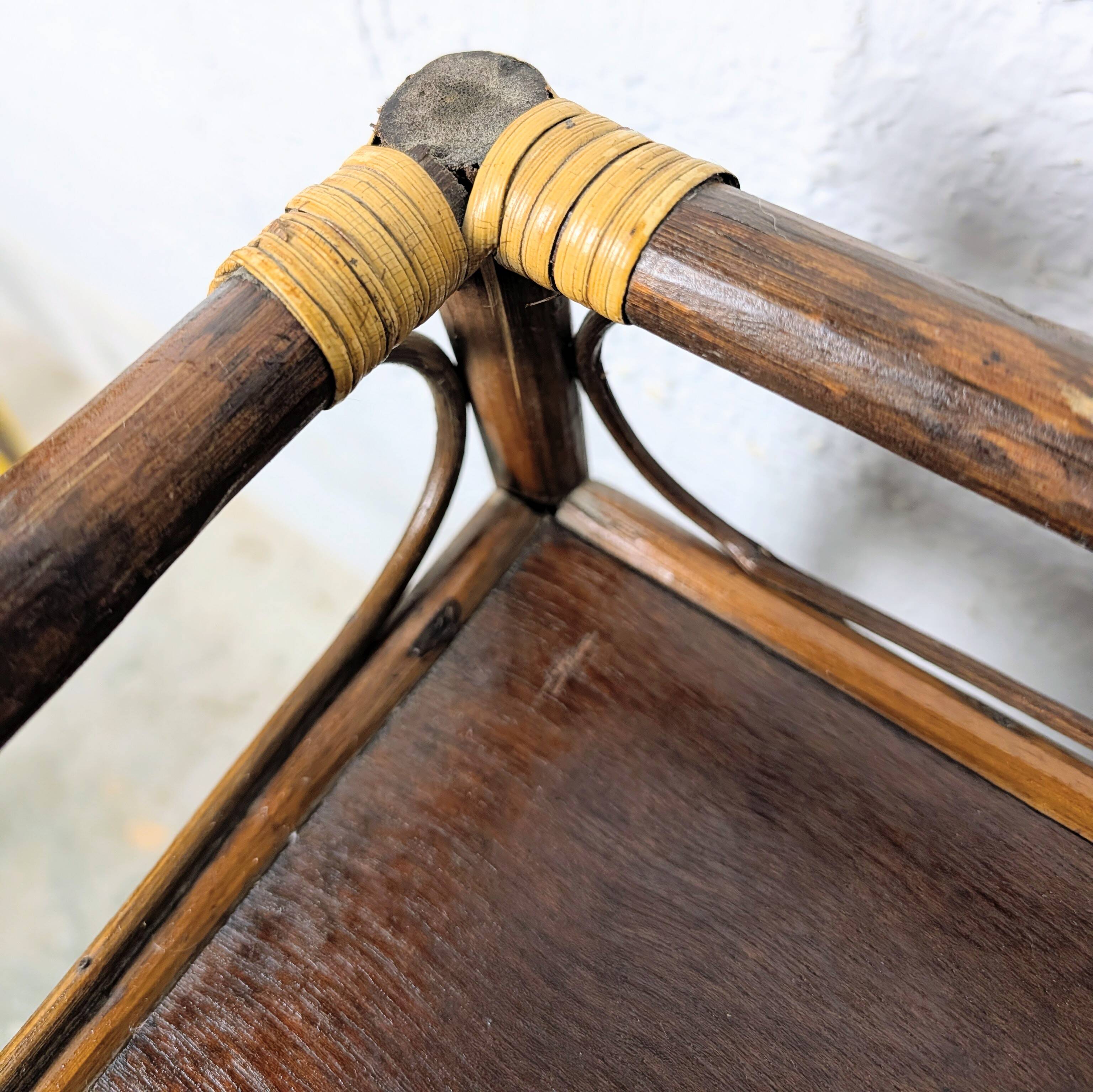 Small rattan and wood shelf