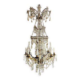 Chandelier Baccarat 12 lights Louis XVI Bronze and Crystal - Late XIX th