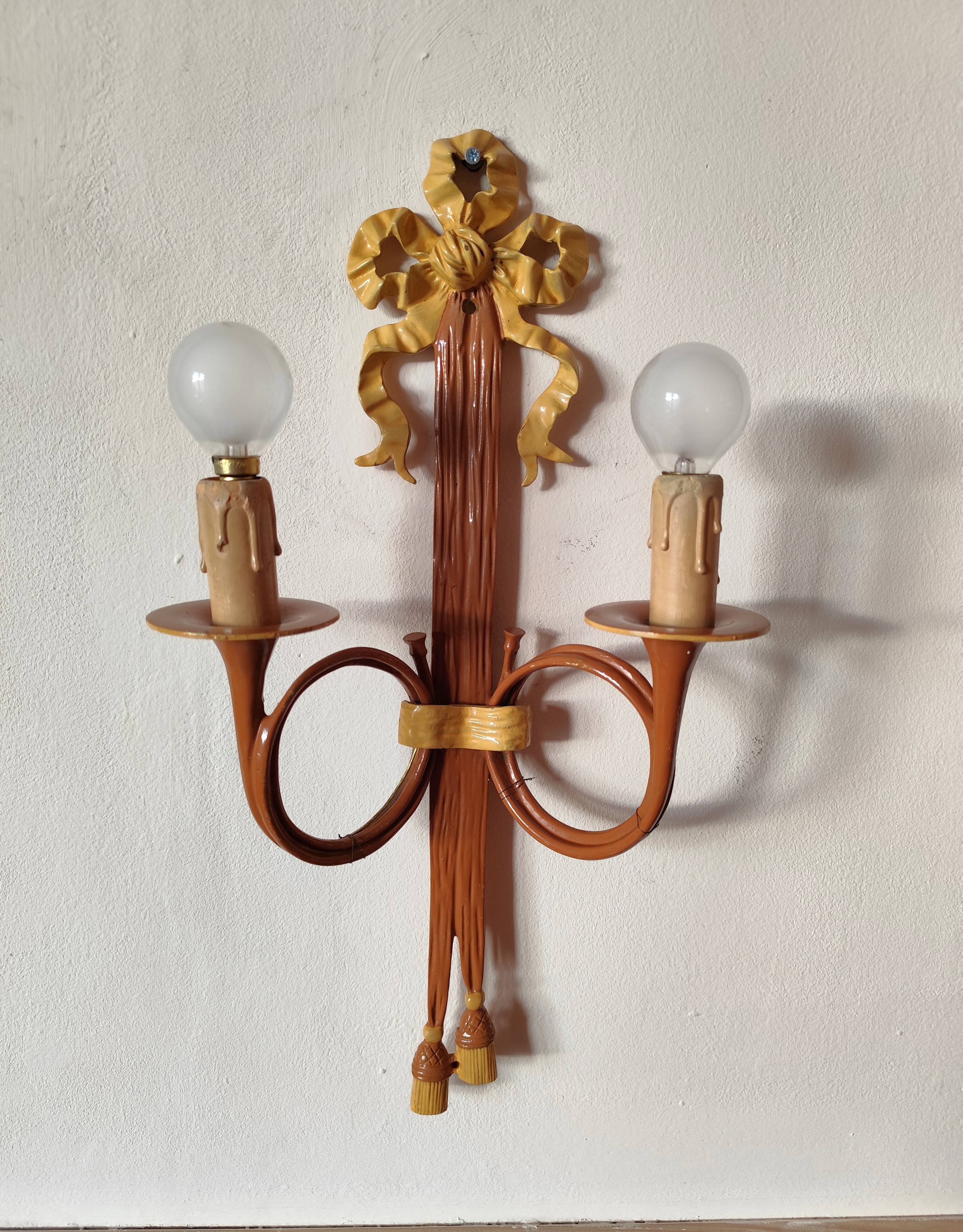 bronze-painted metal wall light, 2 lights, Napoléon III style lamp