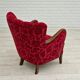 Années 1960, design danois, fauteuil en tissu rouge cerise, très bon état d’origine.