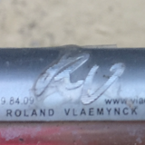 Eight Roland Vlaemynck aluminum coffee terrace armchairs (stackable)