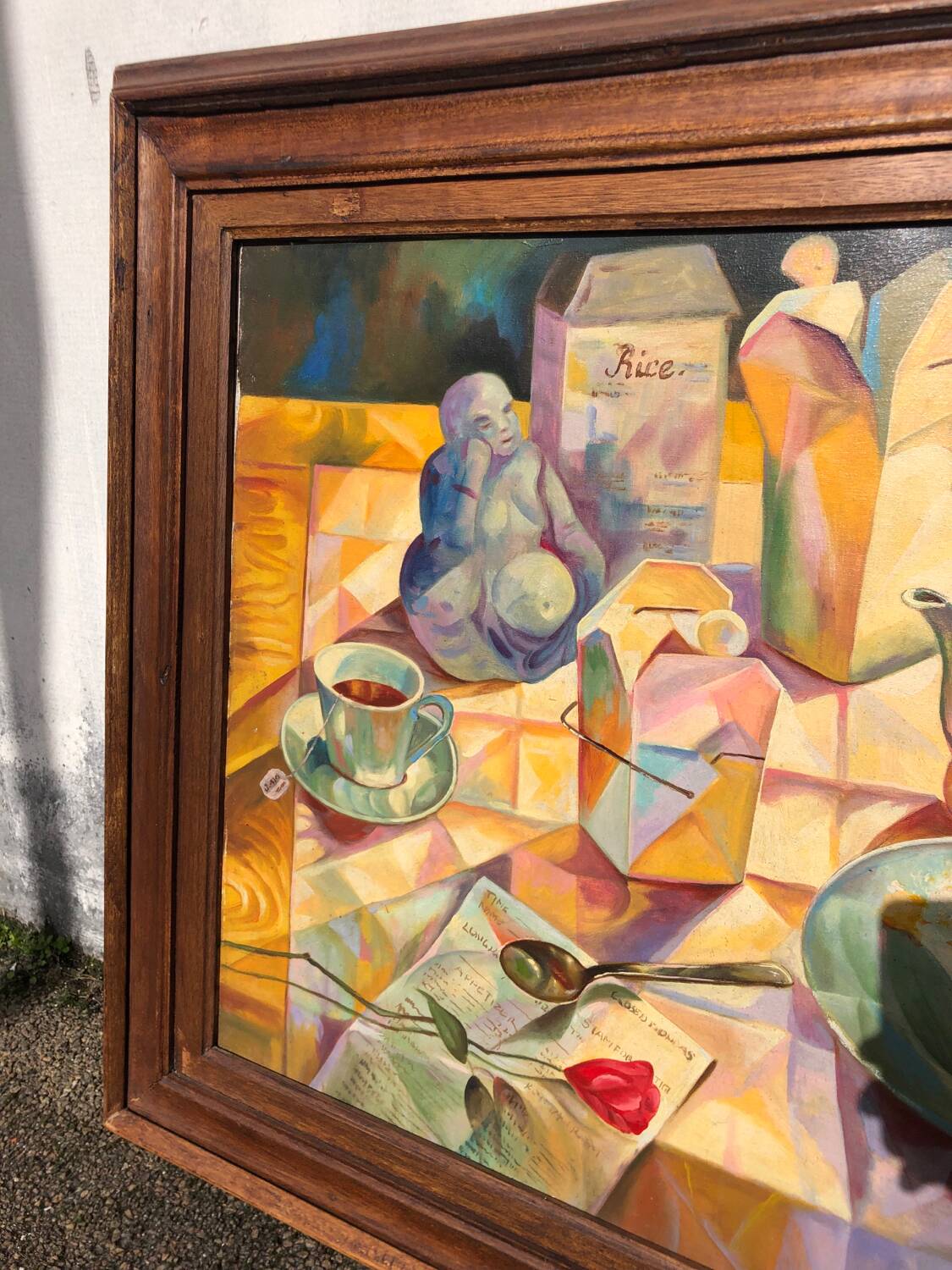 Tableau école cubiste vintage nature morte collection