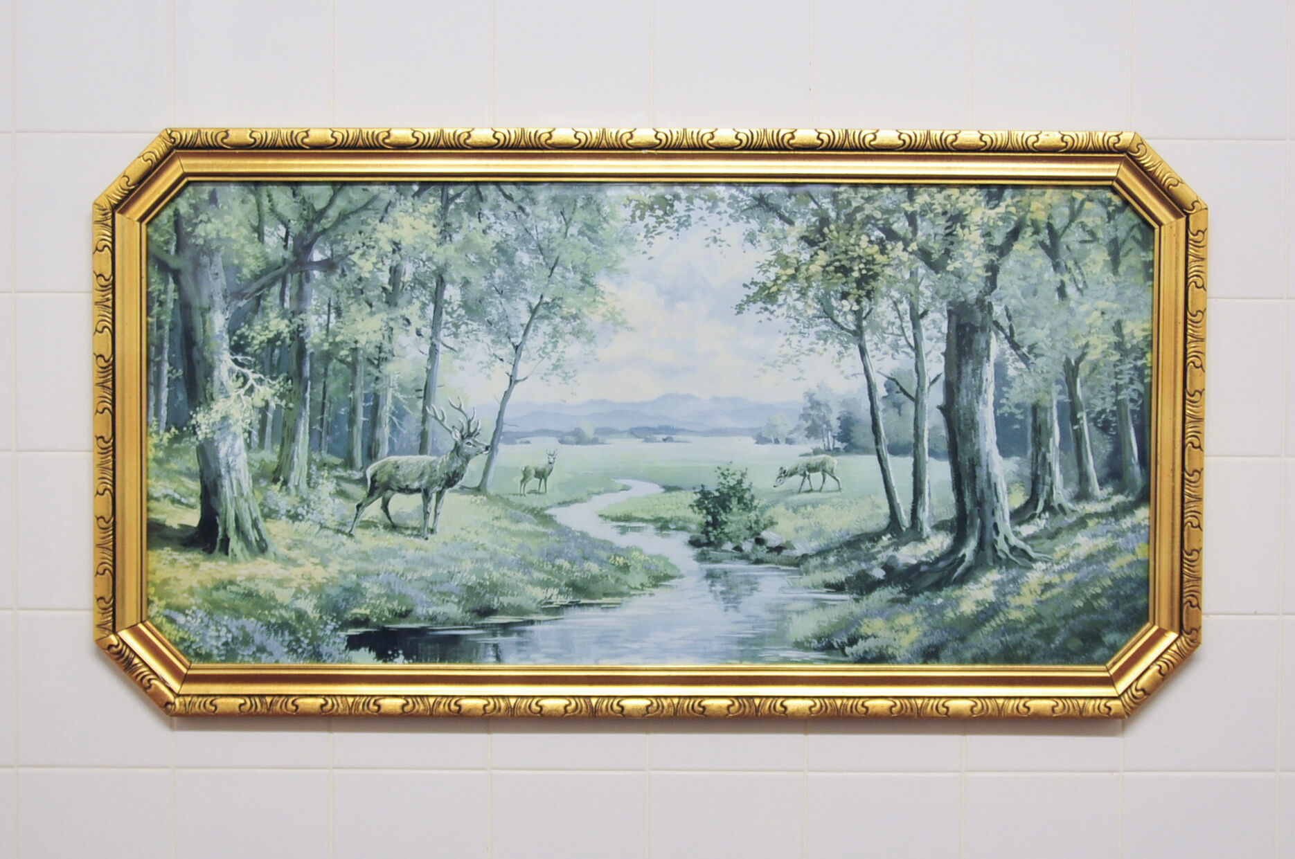 Vintage gold horizontal frame printed deer