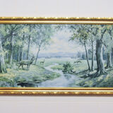 Vintage gold horizontal frame printed deer