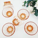 Lot of 6 glasses of pink champagne of 70 years