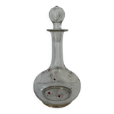 Antique blown glass carafe, enamelled with floral decoration, in the style of Legras.