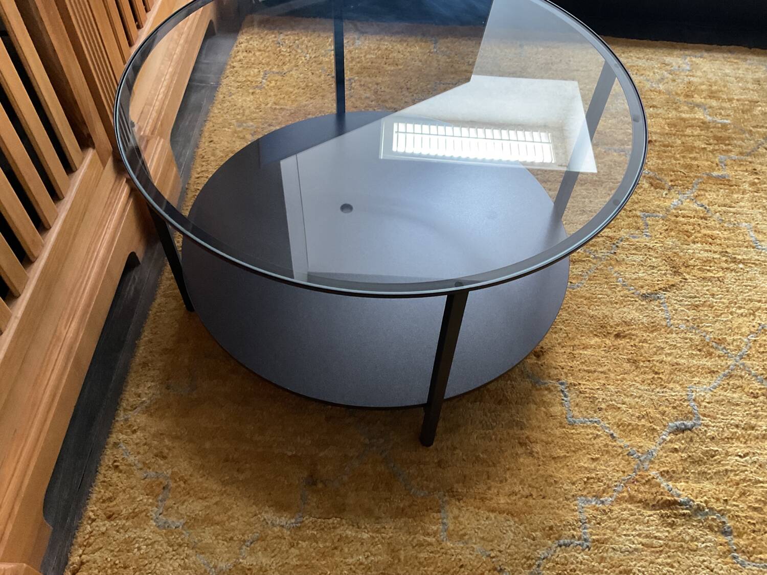 Glass and metal table