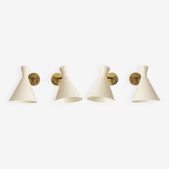 Suite of four Italian design 50 wall lights