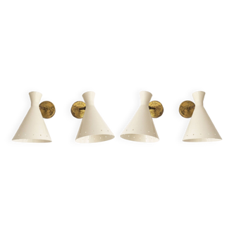 Suite of four Italian design 50 wall lights