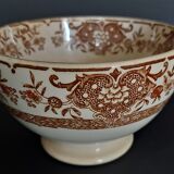 Old earthenware bowl Creil late nineteenth brown decoration