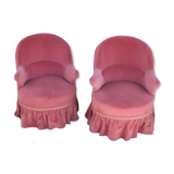 Pair of pink velvet toad armchairs