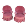 Paire de fauteuils crapauds velours rose