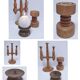 Three Scandinavian wooden candle holders, vintage design