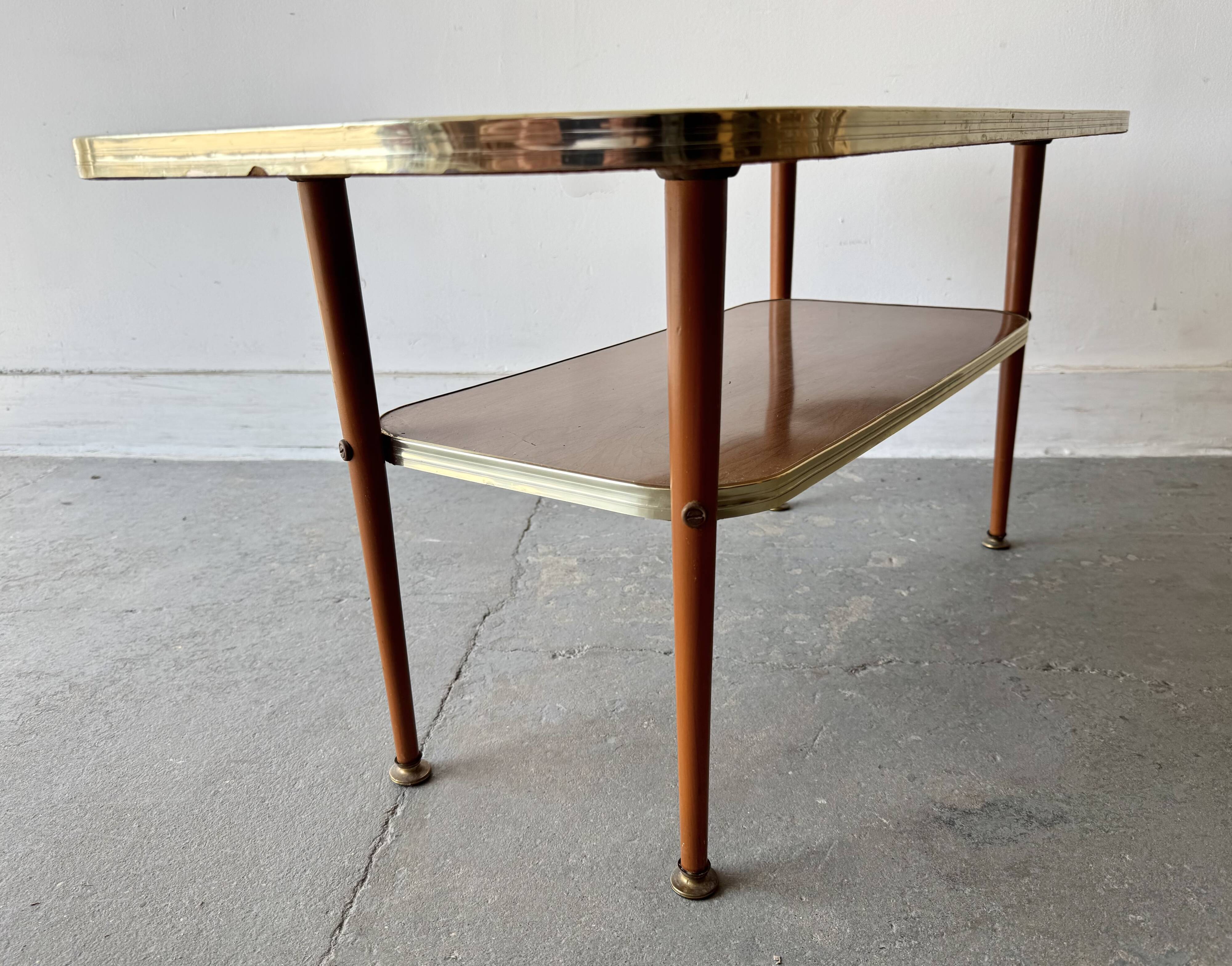 Mid-Century Formica Coffee Table with Lower Shelf