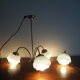 Suspension with 3 brass lights and a white glass globe from the 1950s-1960s.