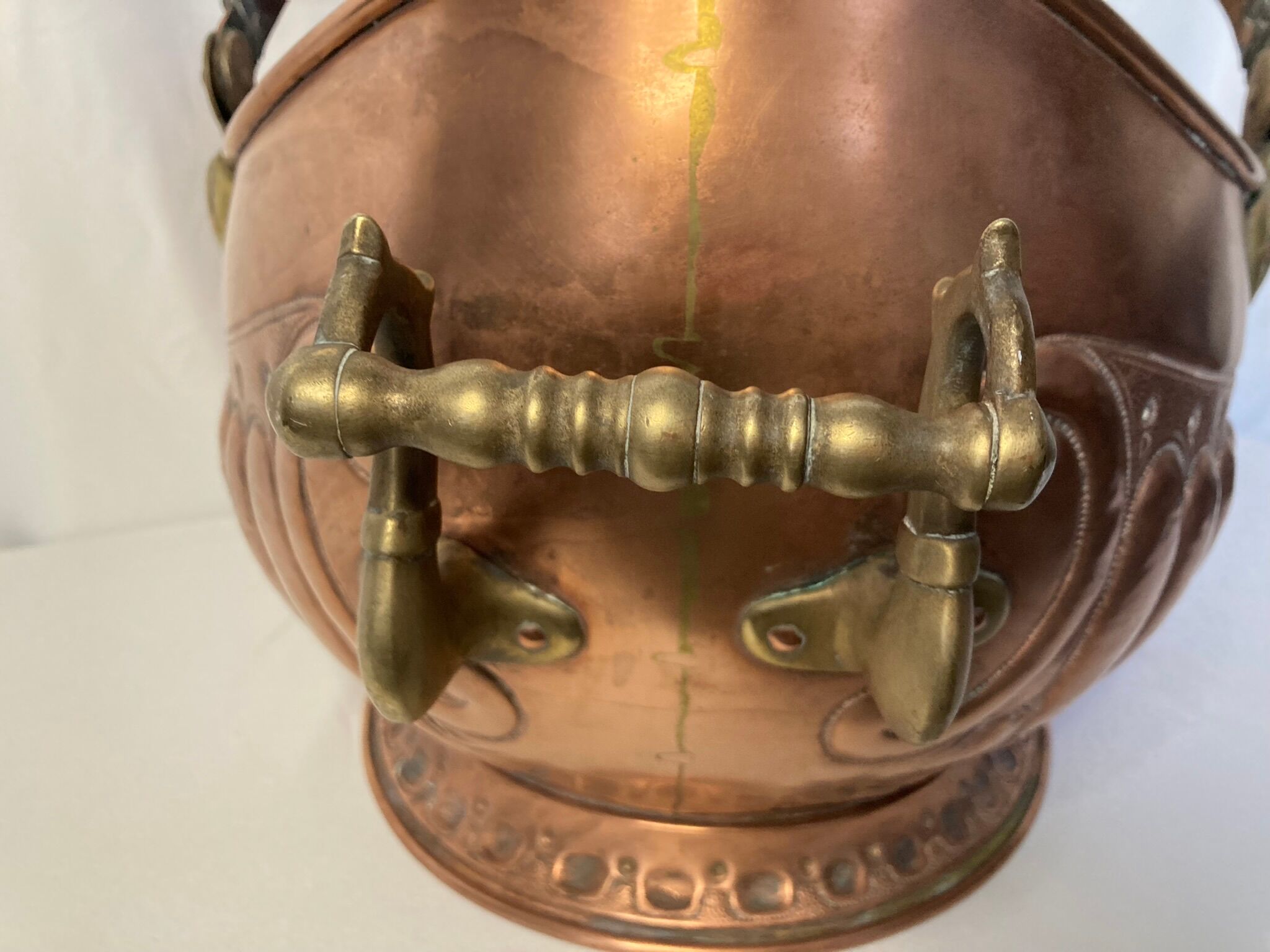 19th century copper and brass coal bucket
