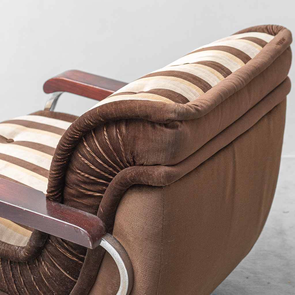 Vintage Malga model armchair in striped fabric – 1970s design
